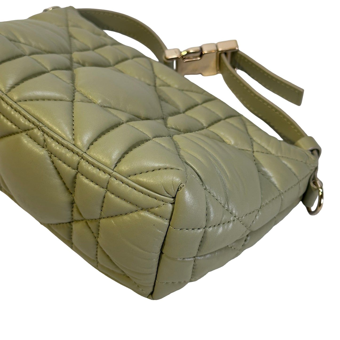 Used DIOR Macrocannage Leather DiorTravel Nomad Pouch Green