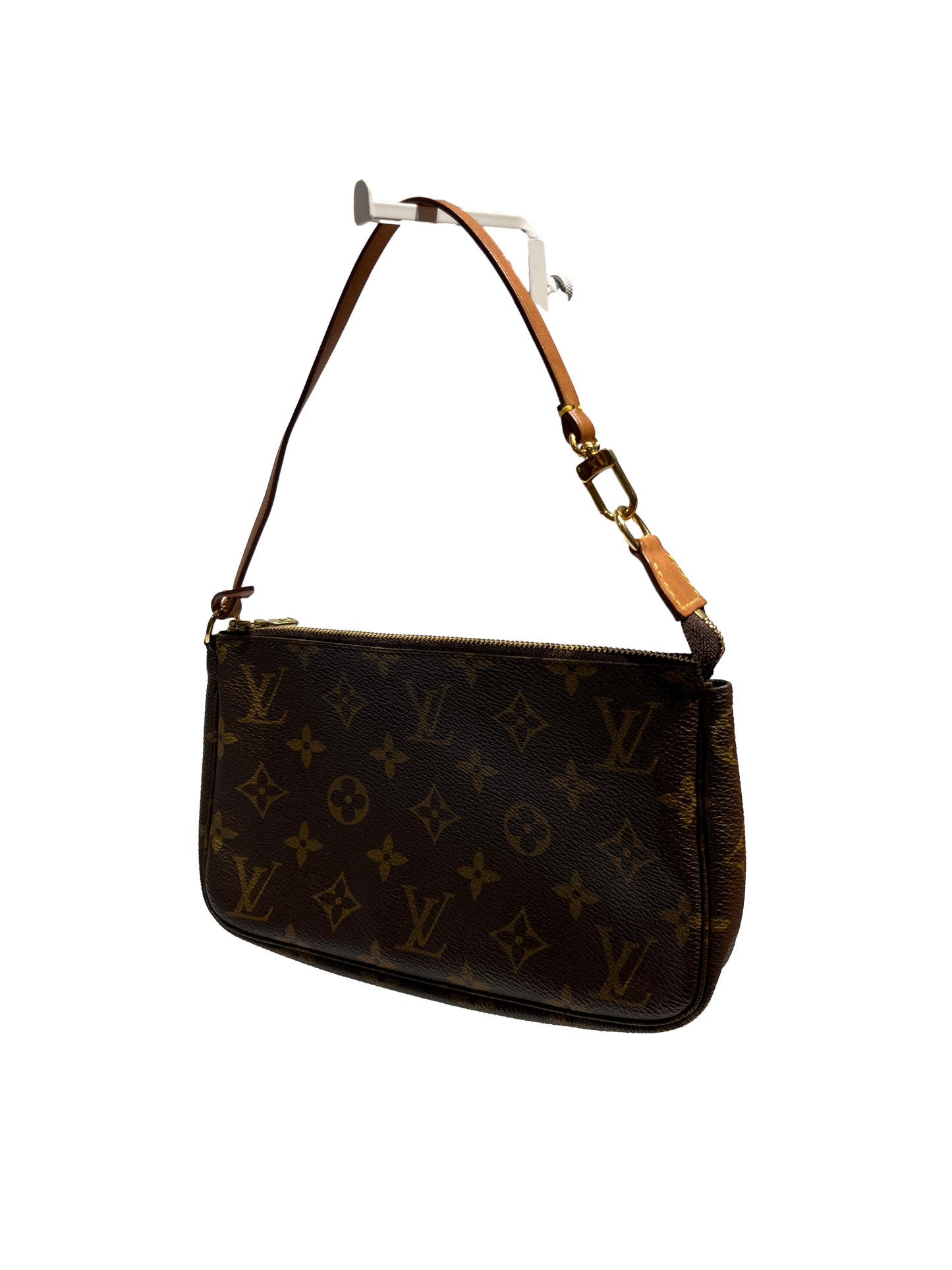 Used Louis Vuitton Canvas Pochette Shoulder Bag GHW Brown