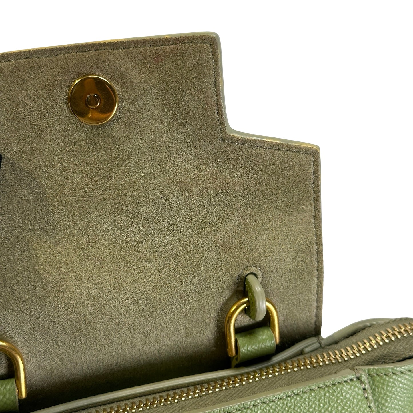 Used CELINE Grained Calfskin Pico Belt Bag Handbag Light Green