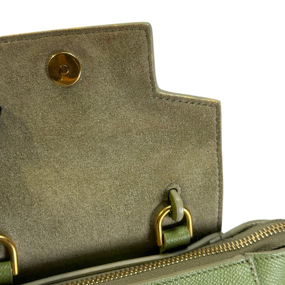 Used CELINE Grained Calfskin Pico Belt Bag Handbag Light Green