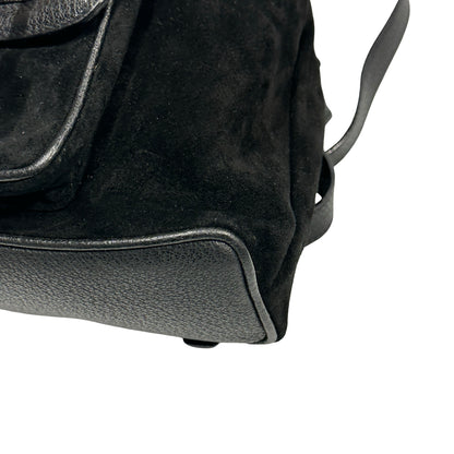Used GUCCI Suede Leather Bamboo Bamboo Suede Backpack Backpack Black