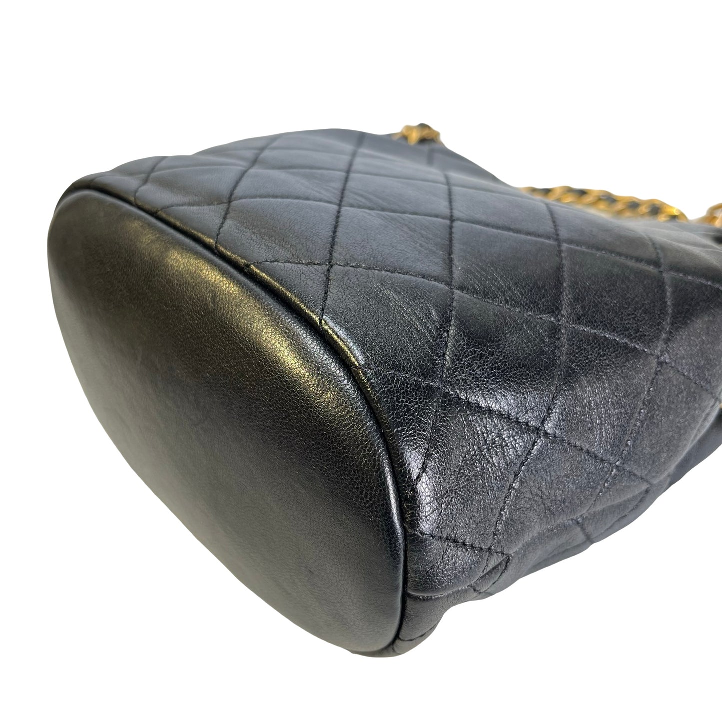 Used CHANEL Lambskin 23C Bucket Bag Black GHW