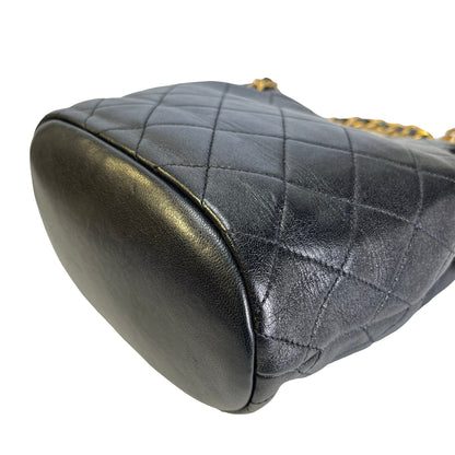 Used CHANEL Lambskin 23C Bucket Bag Black GHW