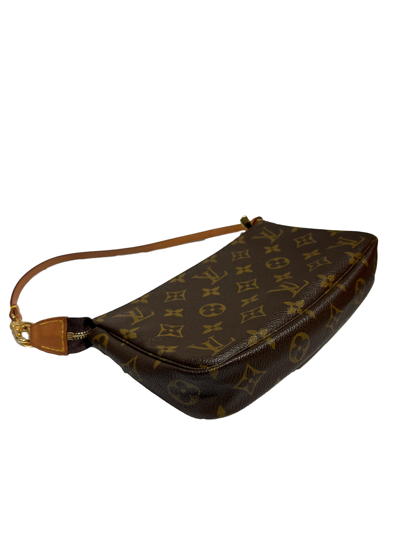 Used Louis Vuitton Canvas Pochette Shoulder Bag GHW Brown