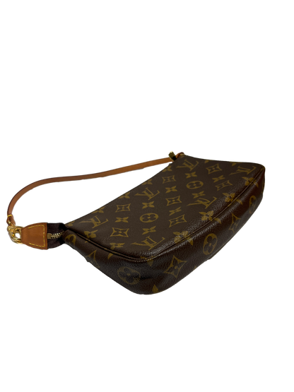 Used Louis Vuitton Canvas Pochette Shoulder Bag GHW Brown