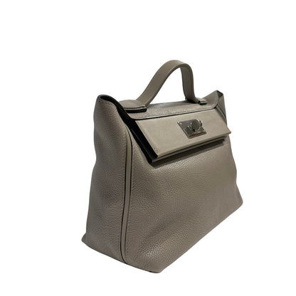 Used HERMES Taurillon Maurice Veau Swift 24/24 Handbag Gris Asphalte Gris
