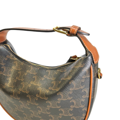 Used CELINE Calfskin Leather Ava Shoulder Bag Brown Tan