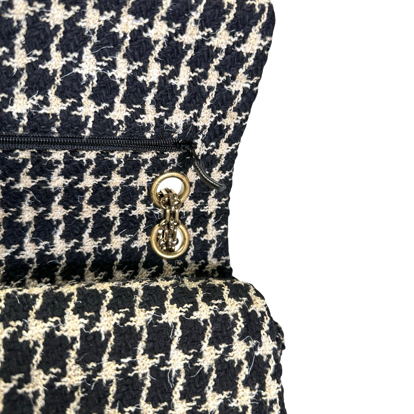 Used CHANEL Tweed 2.55 Small Shoulder Bag Black Beige