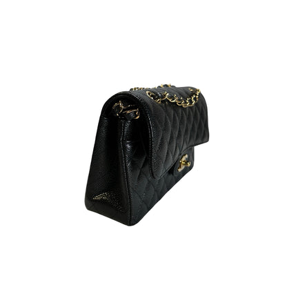 CHANEL Caviar Quilted CF23 Shoulder Bag Black Gold