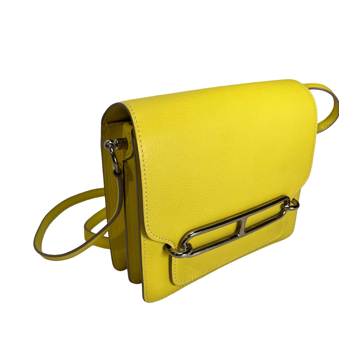Used HERMES Evercolor Roulis Shoulder Bag YELLOW PHW