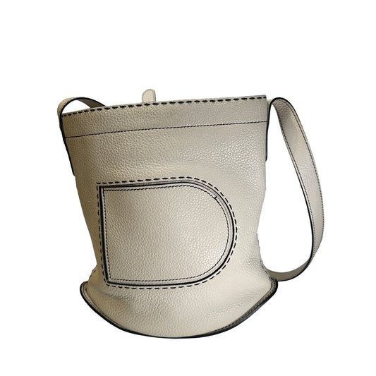 Used DELVAUX Leather Pebbled leather Pin Daily Cross body bag White PHW