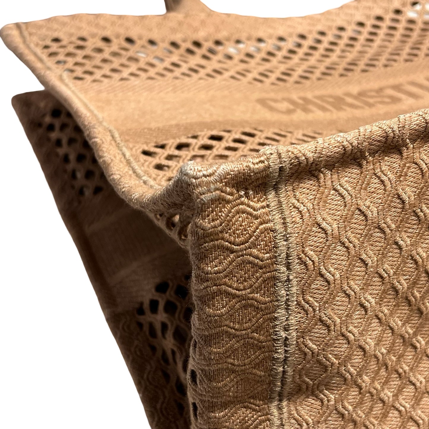 Used DIOR Mesh Embroidery Book Tote Tote Bag Pink Beige