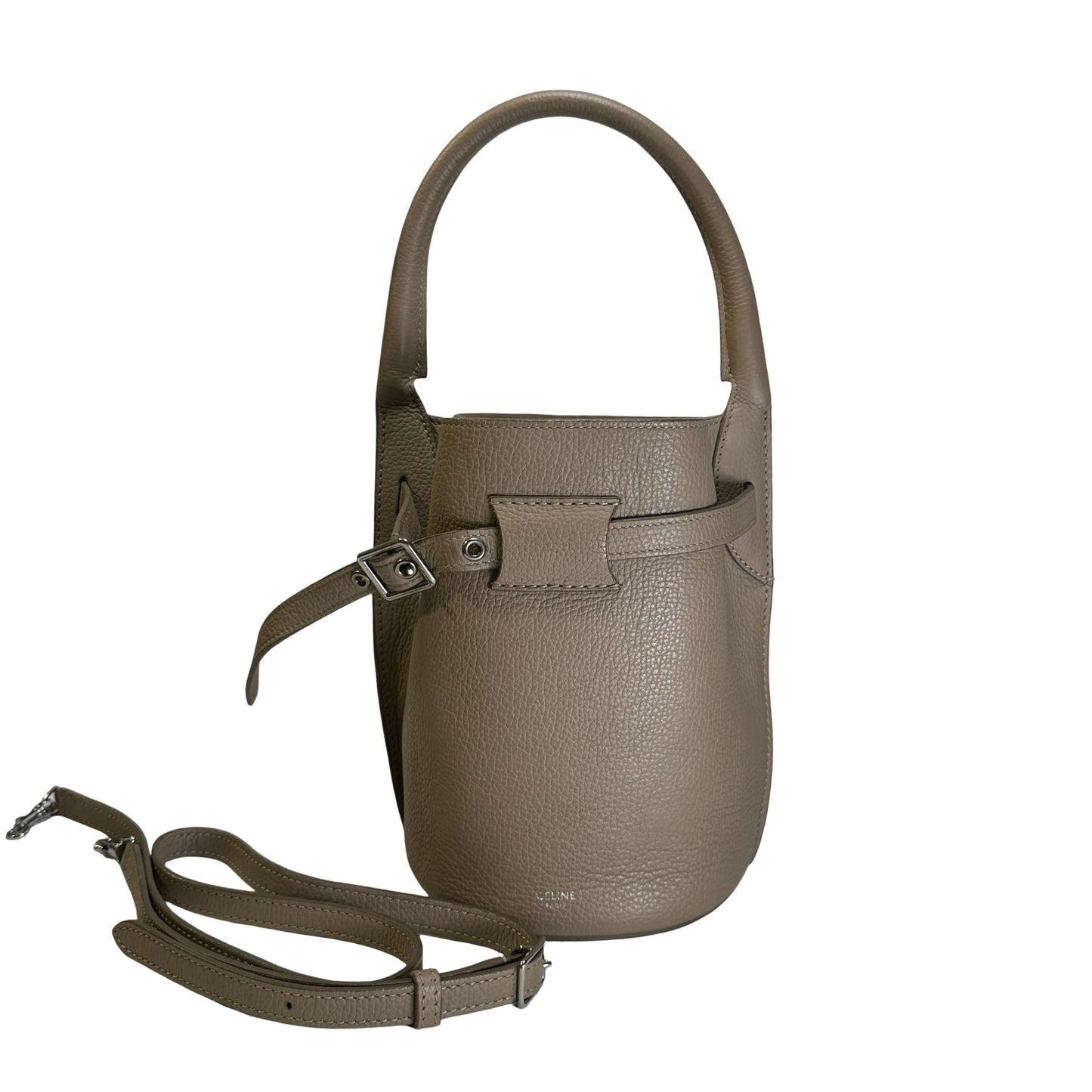 Used CELINE Grained Calfskin Big Bag Bucket Bucket Bag Taupe