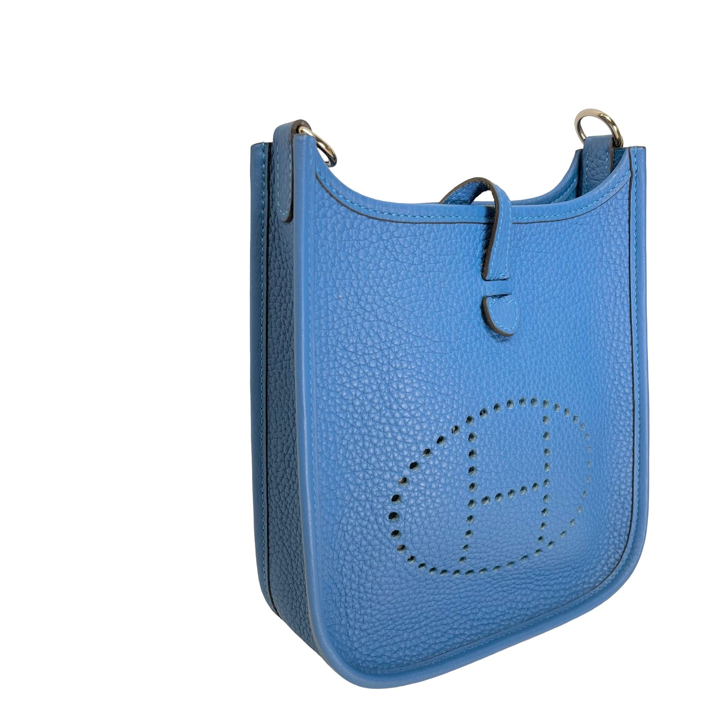 Used HERMES Leather Evelyne Shoulder Bag Blue