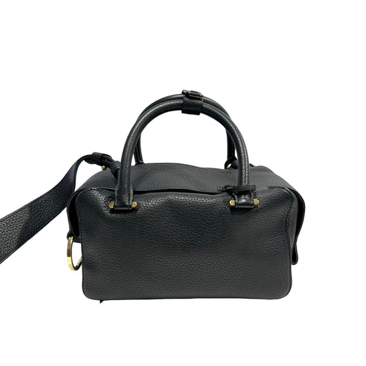 Used DELVAUX Leather Cool Box Handbag Black
