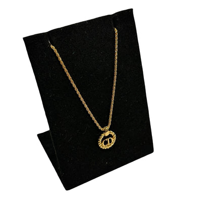 Used DIOR CD Necklace Necklace Gold