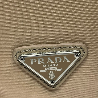 Prada Nylon Bucket Bag Beige with Silver Hardware