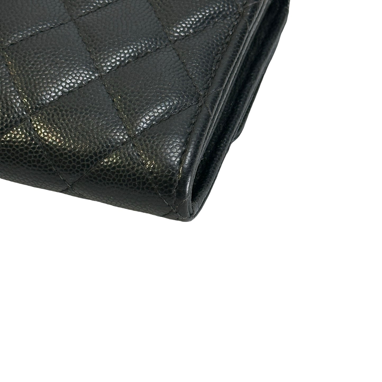 Used CHANEL Quilted Caviar Classic Flap Wallet Wallet Black