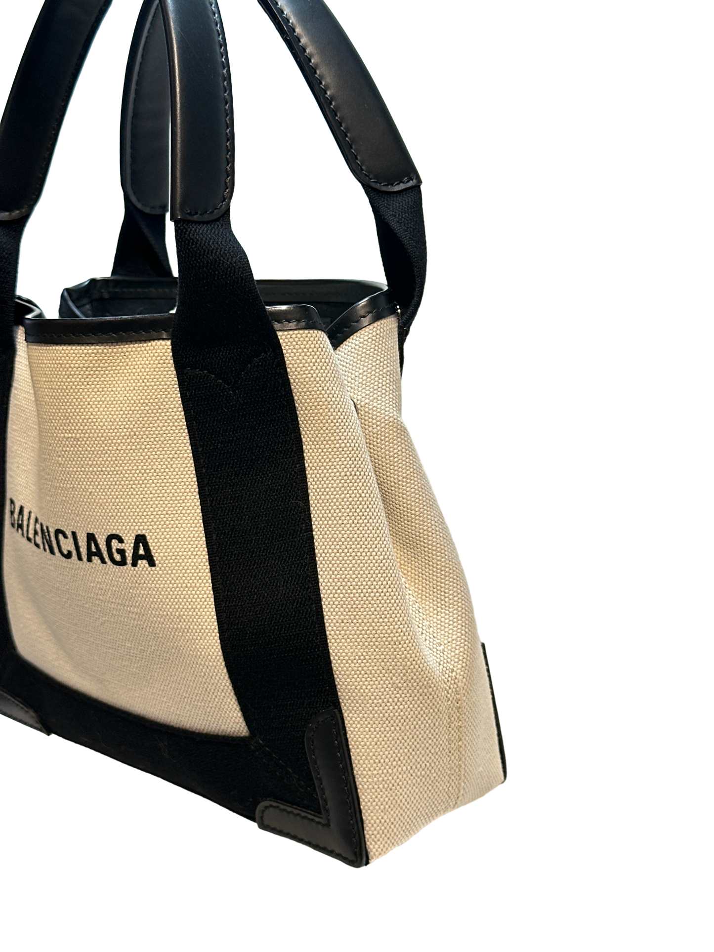 Used Balenciaga Canvas CABAS BAG Tote Bag Black White
