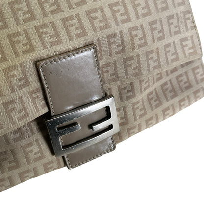 Used FENDI Zucca Mamma Baguette Baguette Bag Beige Silver