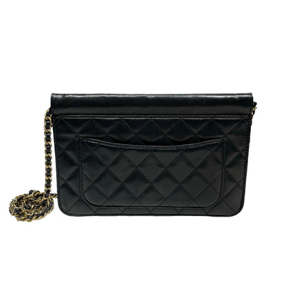 Used Chanel Classic Flap Chain Shoulder Bag Black GHW