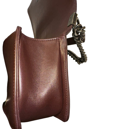 Used CHANEL Chevron Lambskin Boy Chain shoulder bag Burgundy
