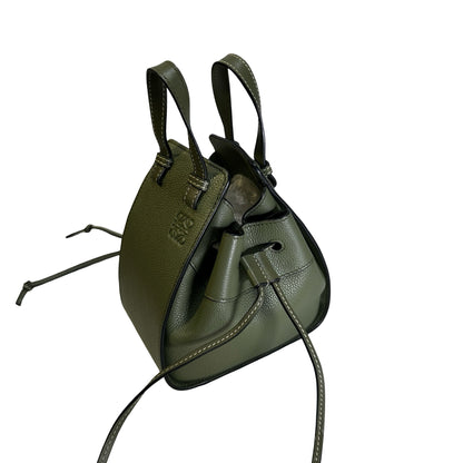 Used LOEWE Pebbled Calfskin Balloon Bag Bucket Bag Green Phw