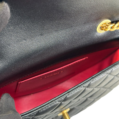 Used CHANEL Quilted Lambskin Quilted Crossbody Crossbody Bag Black Gold