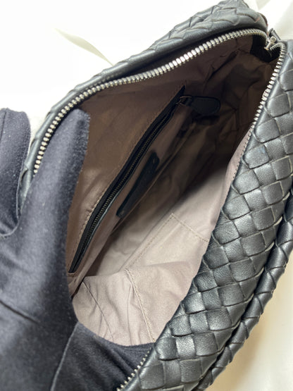 USED A Bottega Veneta Calfskin Leather Cross Body Bag Crossbody Bag Black