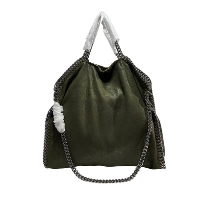 Used STELLA MCCARTNEY Solid Shaggy Deer Falabella Tote Bag Green Olive