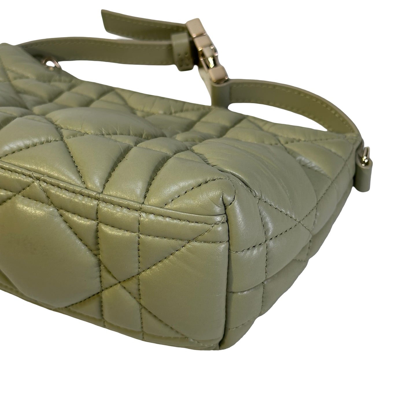 Used DIOR Macrocannage Leather DiorTravel Nomad Pouch Green