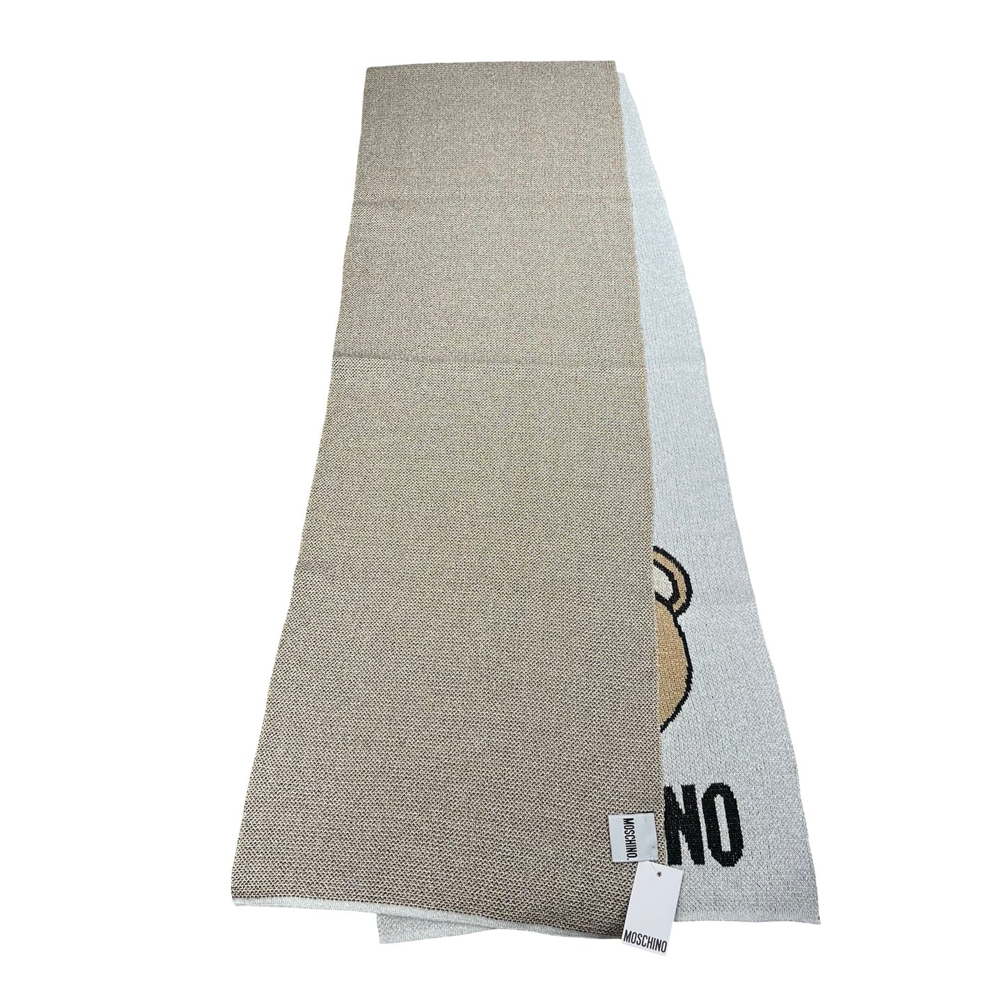 New MOSCHINO Teddy Shining Scarf Scarf Grey