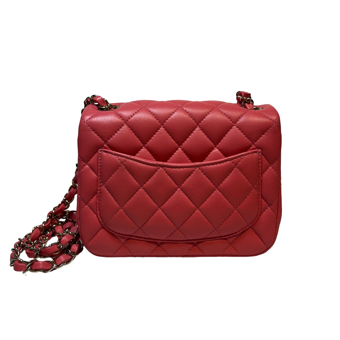 Used CHANEL Lambskin Leather Classic Flap Mini Shoulder Bag Pink GHW