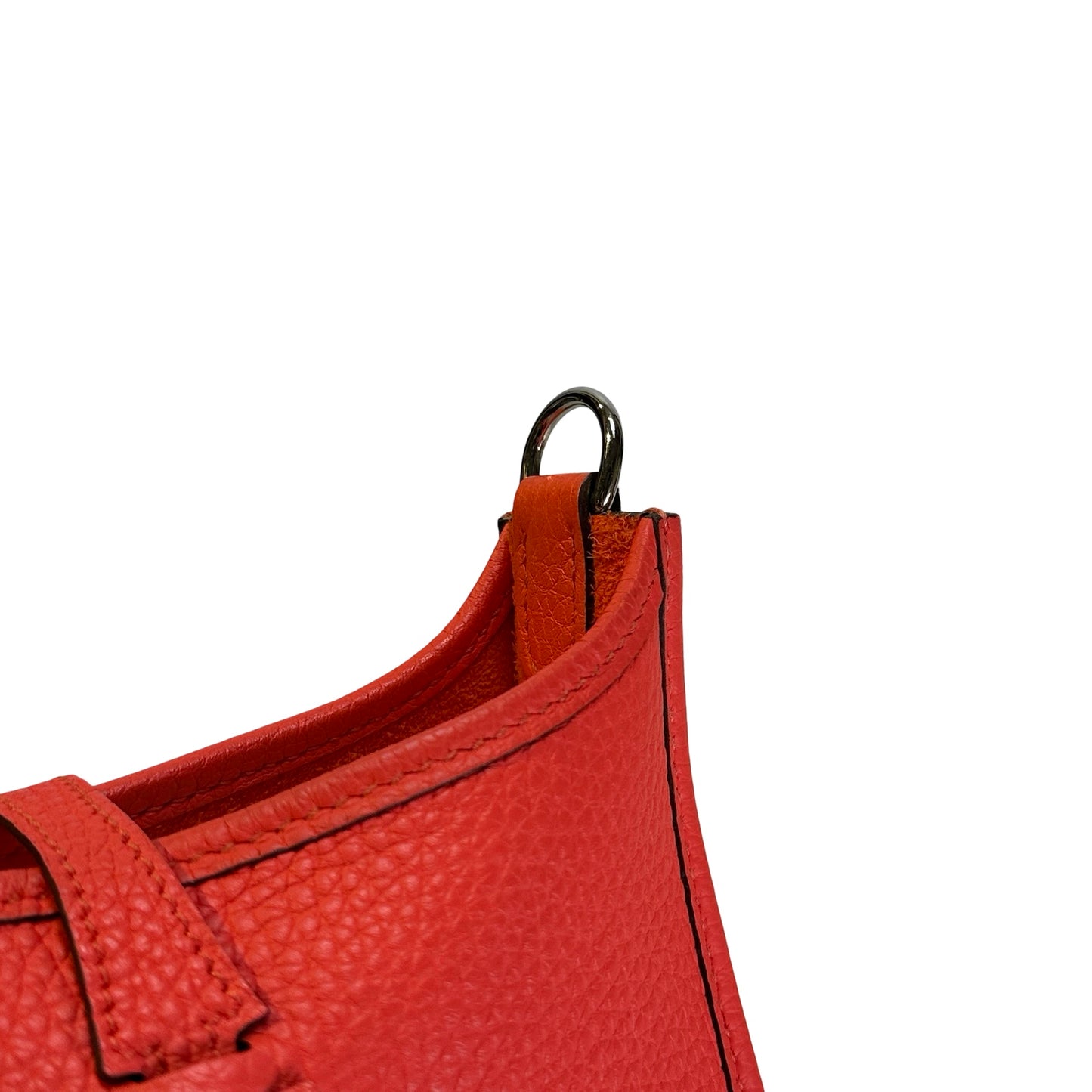 Used HERMES Clemence Leather Evelyne Shoulder Bag Blue