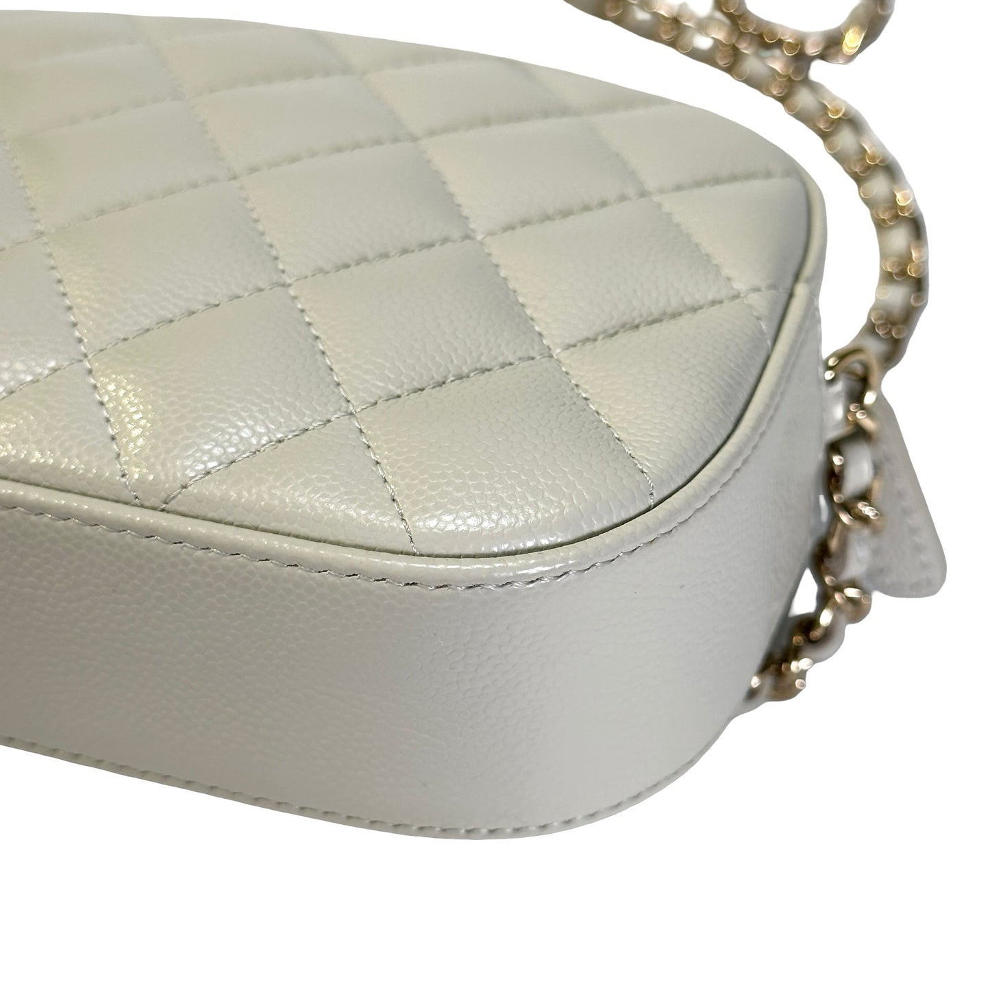 Used CHANEL Quilted Caviar Quilted Camera Bag Camera Bag Grey GHW