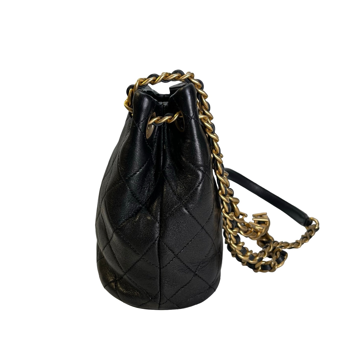 Used CHANEL Lambskin 23C Bucket Bag Black GHW