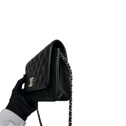 Used CHANEL Caviar Quilted WOC Wallet on chain Black GHW