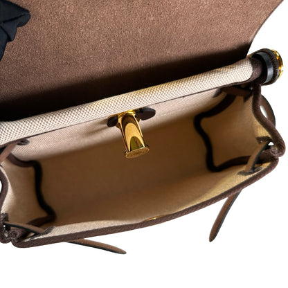 Used HERMES Canvas Leather Herbag Zip Handbag Beige Brown