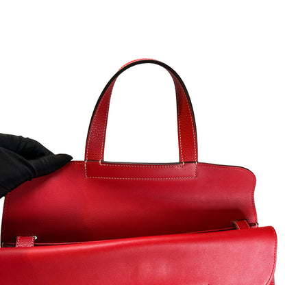 Used HERMES Clemence Halzan Shoulder Bag Red