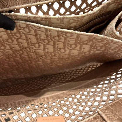 Used DIOR Mesh Embroidery Book Tote Tote Bag Pink Beige