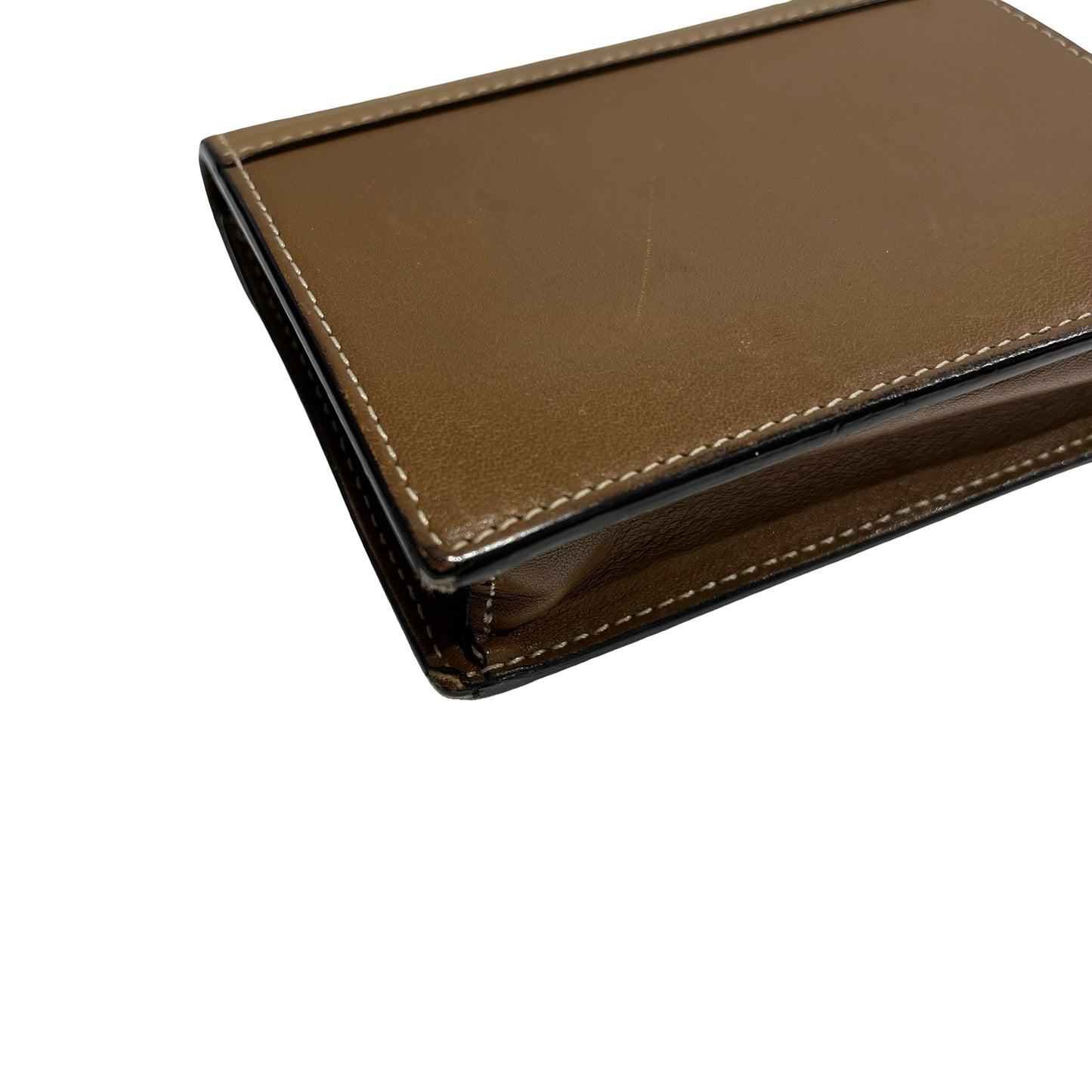 Used CELINE Smooth Leather Envelope Cardholder Card case Brown White