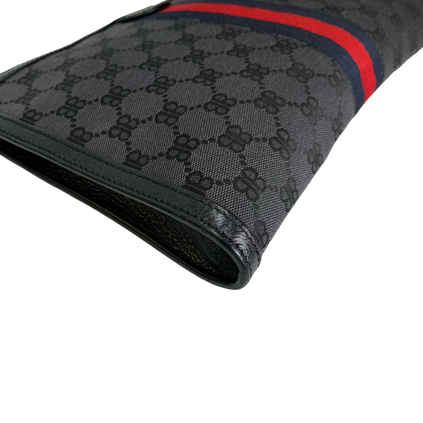 Used BALENCIAGA Canvas Web detail canvas pouch Pouch Black Red Blue