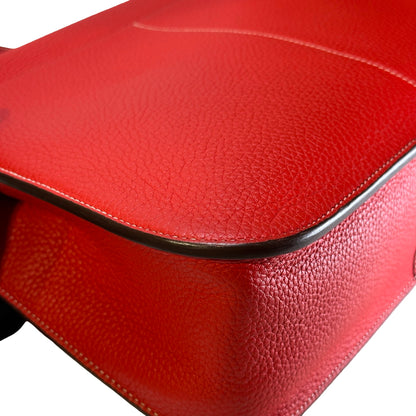 Used HERMES Clemence Halzan Shoulder Bag Red