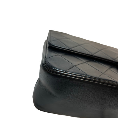 Used CHANEL Lambskin Leather Vintage Chain Bag Chain Shoulder Bag Black GHW