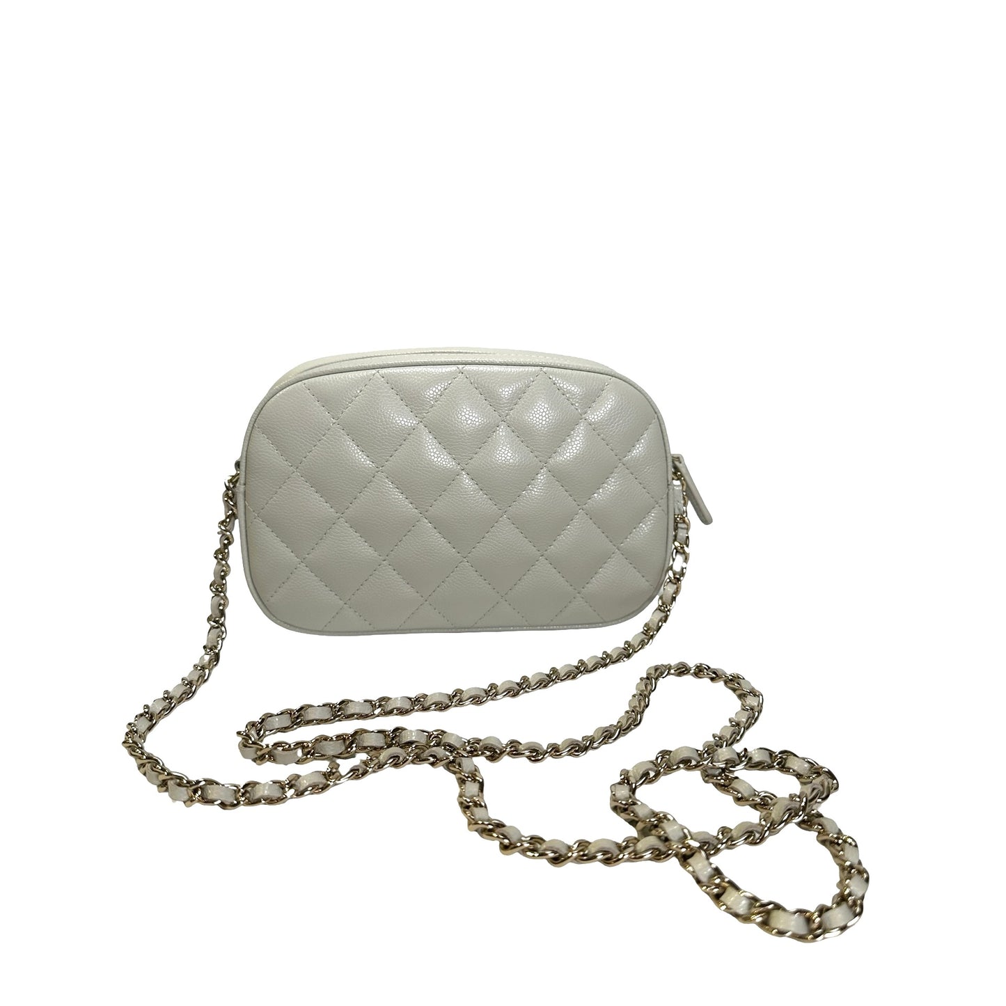 Used CHANEL Quilted Caviar Quilted Camera Bag Camera Bag Grey GHW