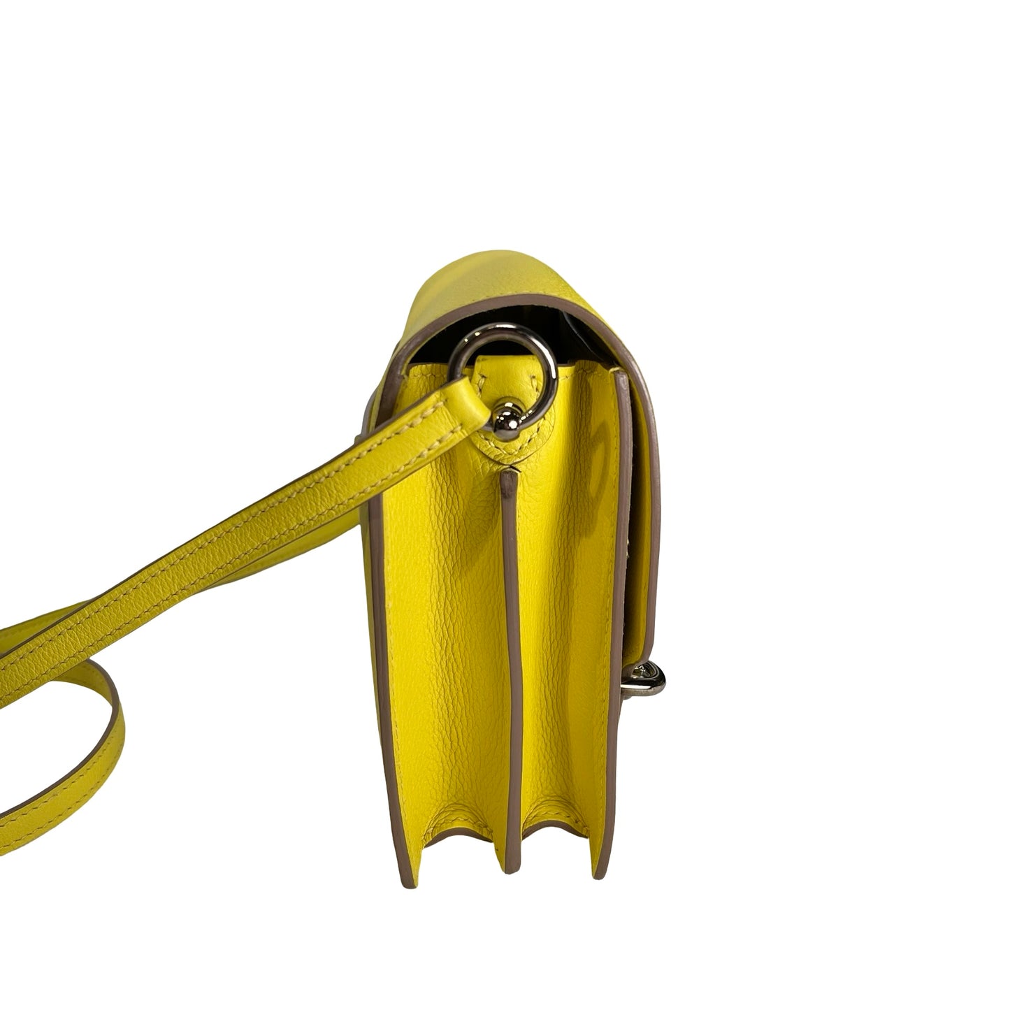 Used HERMES Evercolor Roulis Shoulder Bag YELLOW PHW