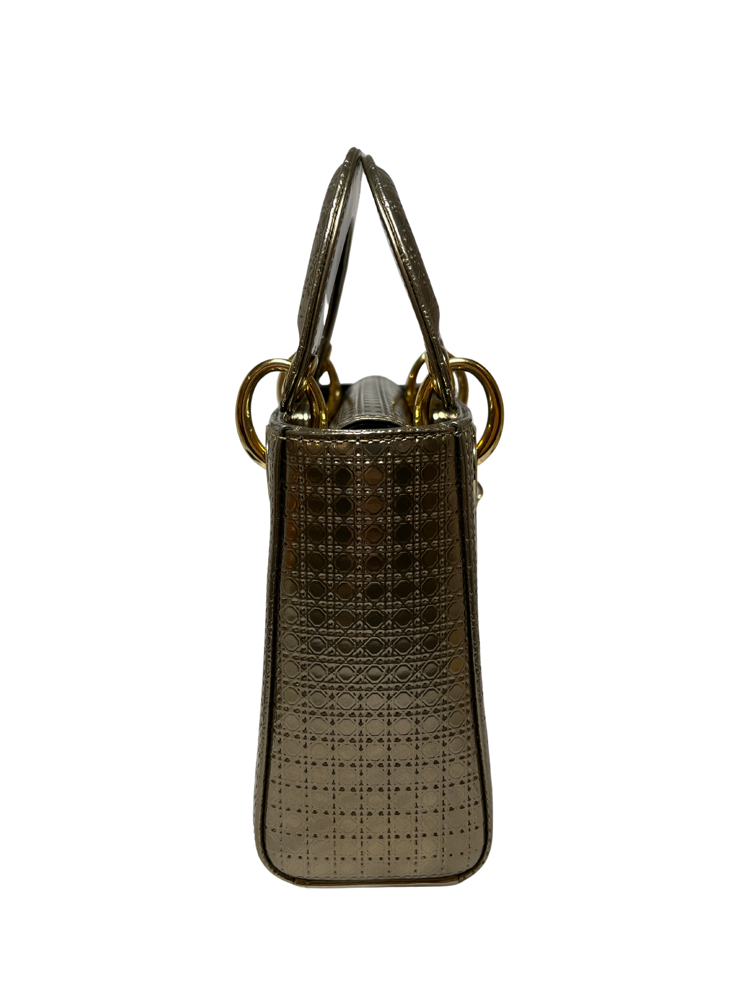 Used Dior Lady Dior Tote Bag Gold GHW