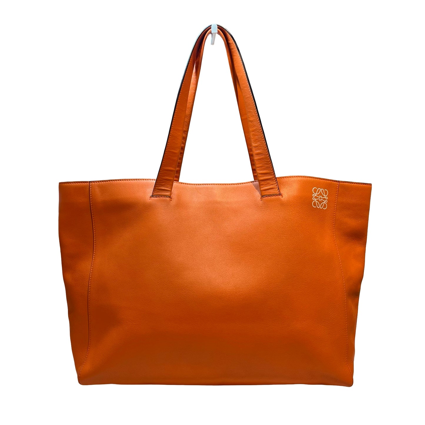 Used LOEWE Calfskin Leather Tote Bag Orange GHW