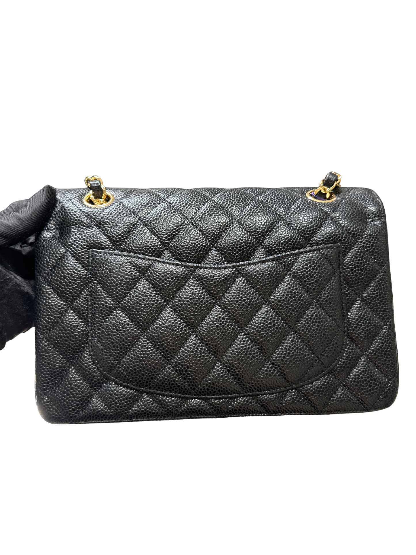CHANEL Caviar Quilted CF23 Shoulder Bag Black Gold