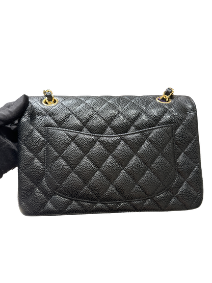 CHANEL Caviar Quilted CF23 Shoulder Bag Black Gold